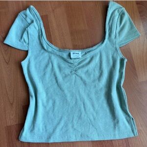 Cotton On Light Sage Green Ribbed Scoop-Neck Tee